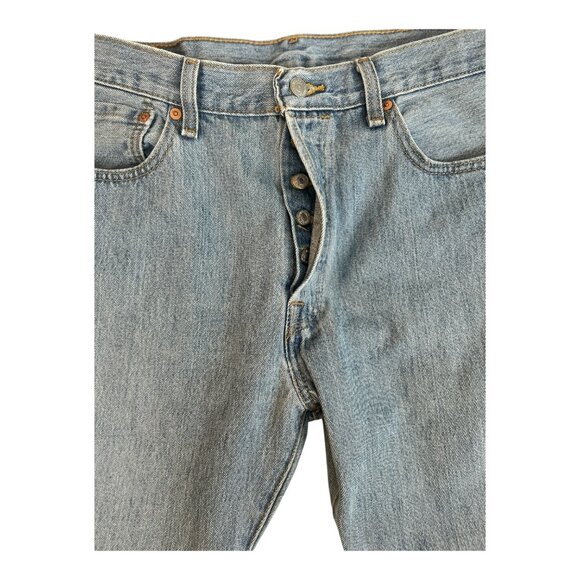 Levi's 501 Jeans Mens 34x29 Blue Denim Straight Leg Button Fly Western Preppy - Picture 2 of 9